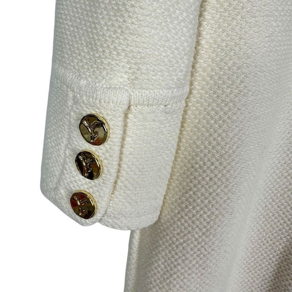 J. McLaughlin Cream Fringe Trim Long Cardigan size Medium - Picture 3 of 9